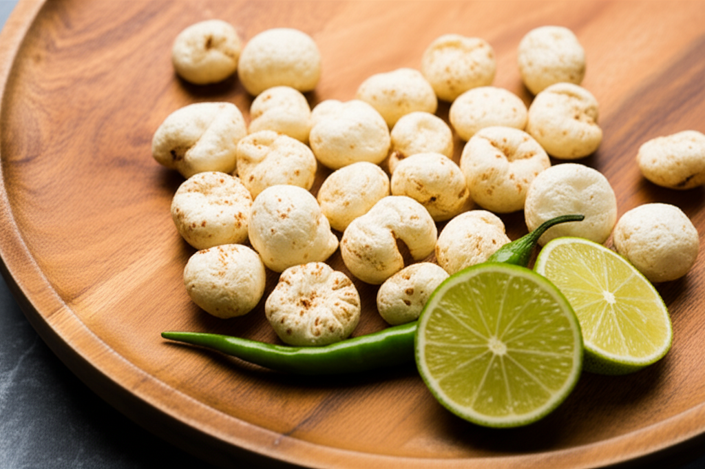 Premium PopLotus Makhana on wooden board